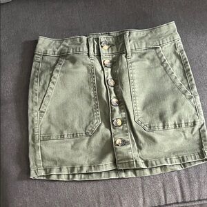 SO Olive Green Button-Front Mini Skirt